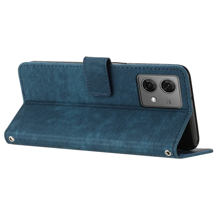 Para Motorola Edge 40 Neo 5G Carteira TPU+PU Leather Shell Stand Cover Skin-touch Phone Case - Safira