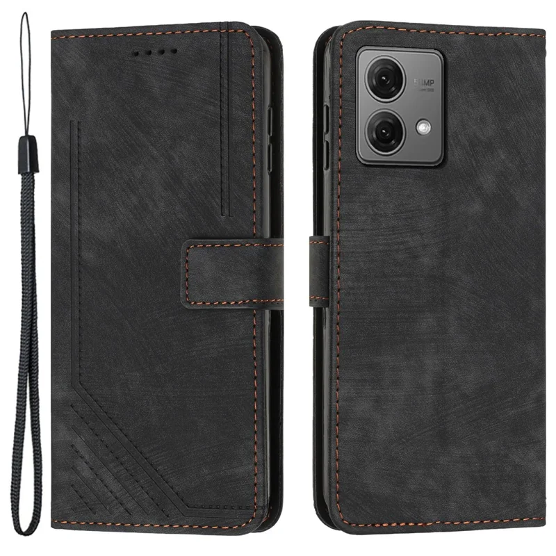 For Motorola Edge 40 Neo 5G Wallet TPU+PU Leather Shell Stand Cover Skin-touch Phone Case - Black