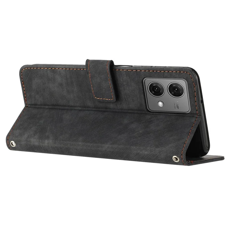 For Motorola Edge 40 Neo 5G Wallet TPU+PU Leather Shell Stand Cover Skin-touch Phone Case - Black