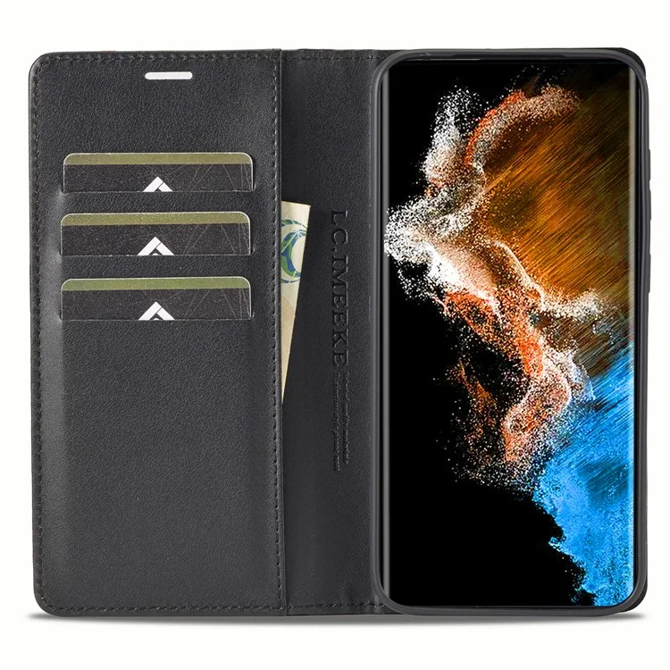 LC.IMEEKE Pour Samsung Galaxy S24 Étui en TPU + PU Cuir Antichoc Étui à Rabat Intelligent pour Téléphone - Rayure Horizontale