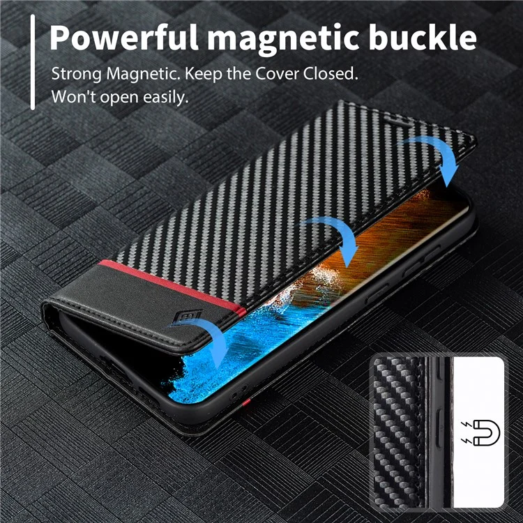 LC.IMEEKE Pour Samsung Galaxy S24 Étui en TPU + PU Cuir Antichoc Étui à Rabat Intelligent pour Téléphone - Rayure Horizontale
