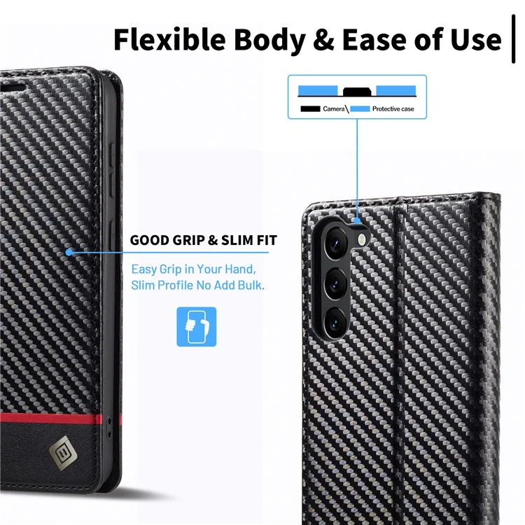 LC.IMEEKE Pour Samsung Galaxy S24 Étui en TPU + PU Cuir Antichoc Étui à Rabat Intelligent pour Téléphone - Rayure Horizontale