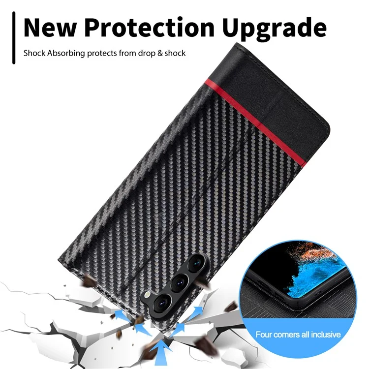 LC.IMEEKE Pour Samsung Galaxy S24 Étui en TPU + PU Cuir Antichoc Étui à Rabat Intelligent pour Téléphone - Rayure Horizontale