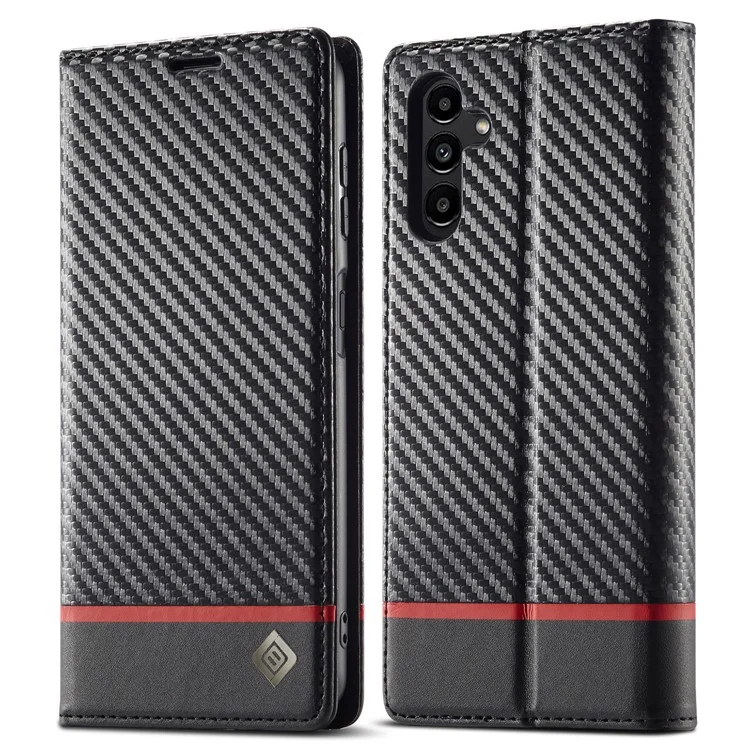 LC.IMEEKE For Samsung Galaxy A15 5G / A15 4G Phone Case Carbon Fiber Texture Shell PU Leather Cover - Horizontal Stripe