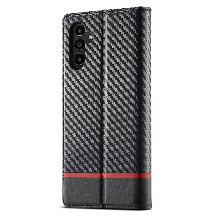 LC.IMEEKE For Samsung Galaxy A15 5G / A15 4G Phone Case Carbon Fiber Texture Shell PU Leather Cover - Horizontal Stripe