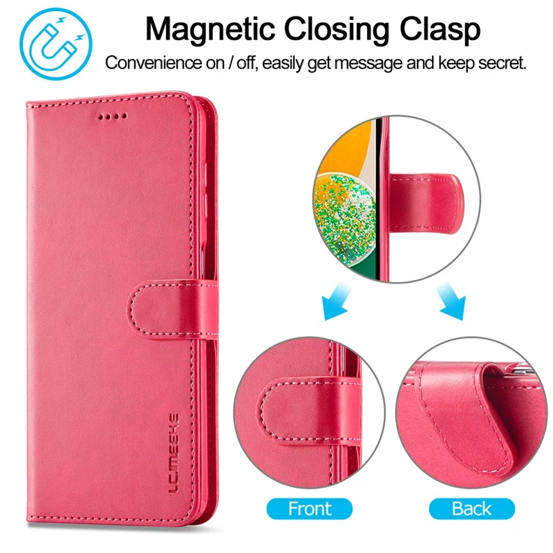 LC.IMEEKE For Samsung Galaxy A15 5G / A15 4G Case Anti-Drop Leather Wallet Phone Cover - Rose