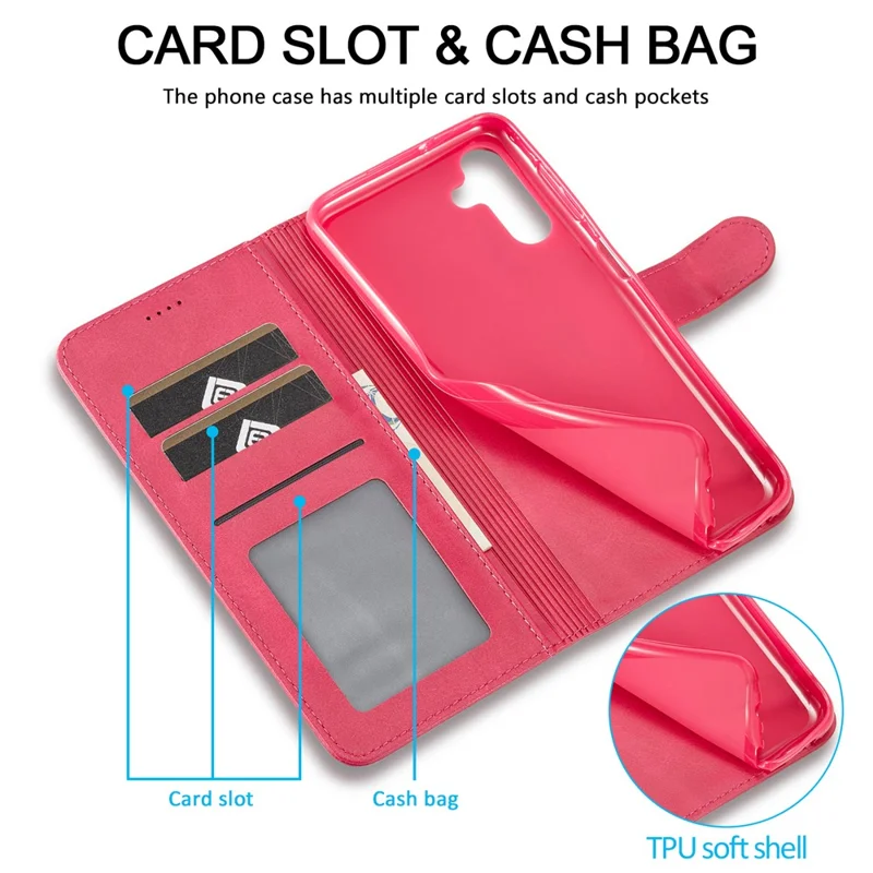 LC.IMEEKE For Samsung Galaxy A15 5G / A15 4G Case Anti-Drop Leather Wallet Phone Cover - Rose