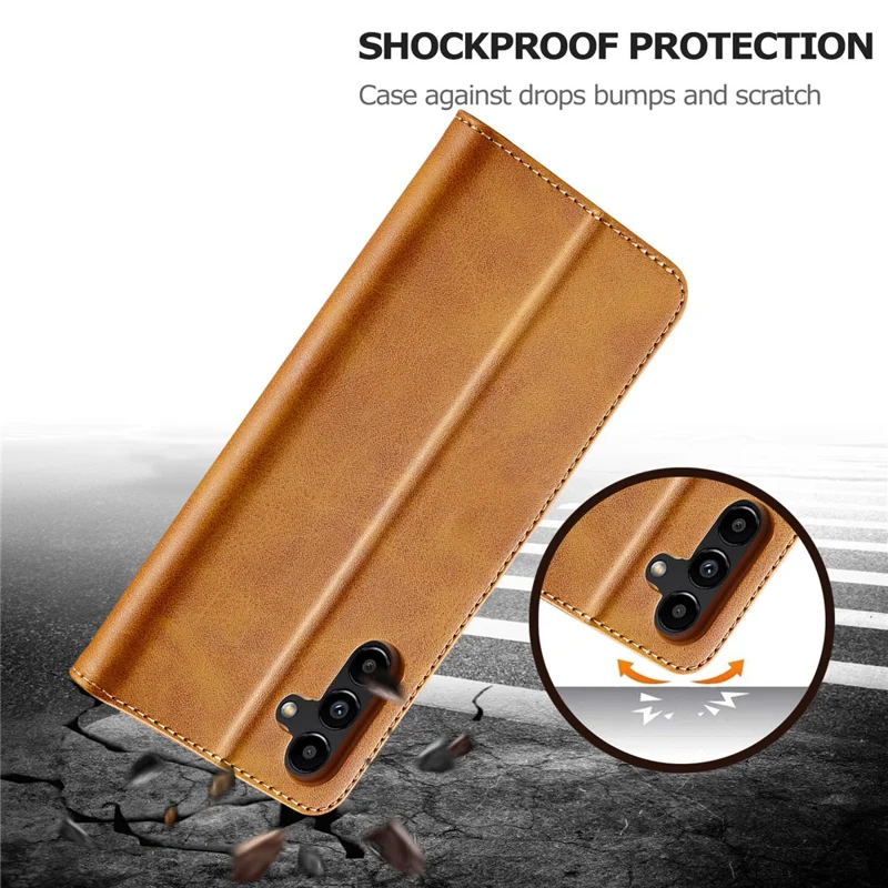 LC.IMEEKE For Samsung Galaxy A15 5G / A15 4G Case Anti-Drop Leather Wallet Phone Cover - Yellow