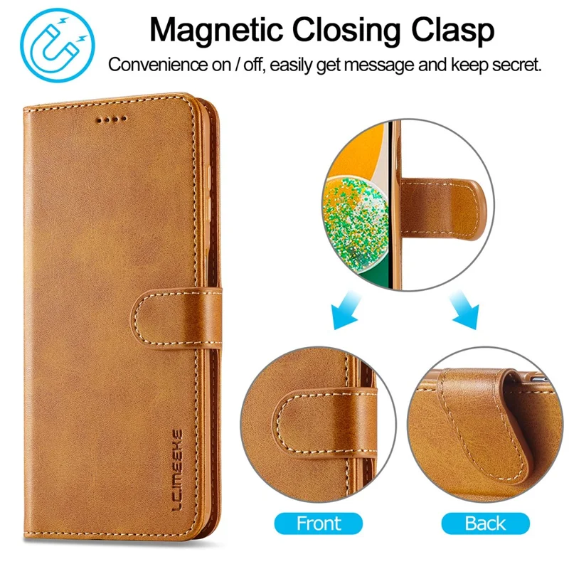 LC.IMEEKE For Samsung Galaxy A15 5G / A15 4G Case Anti-Drop Leather Wallet Phone Cover - Yellow