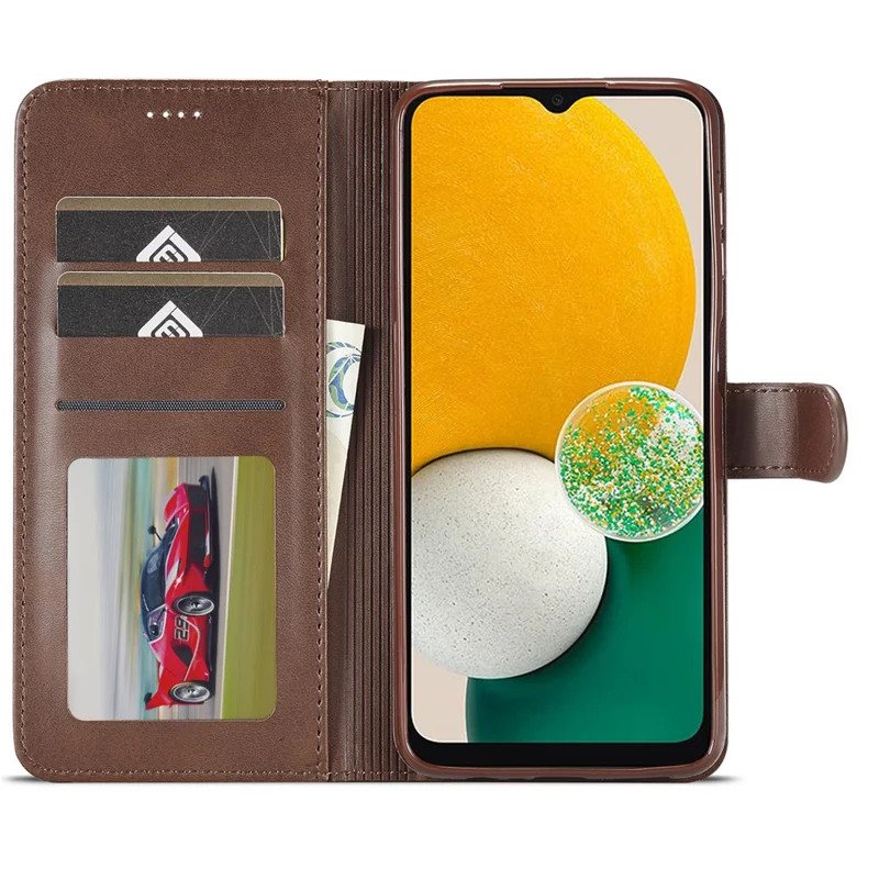 LC.IMEEKE For Samsung Galaxy A15 5G / A15 4G Case Anti-Drop Leather Wallet Phone Cover - Brown