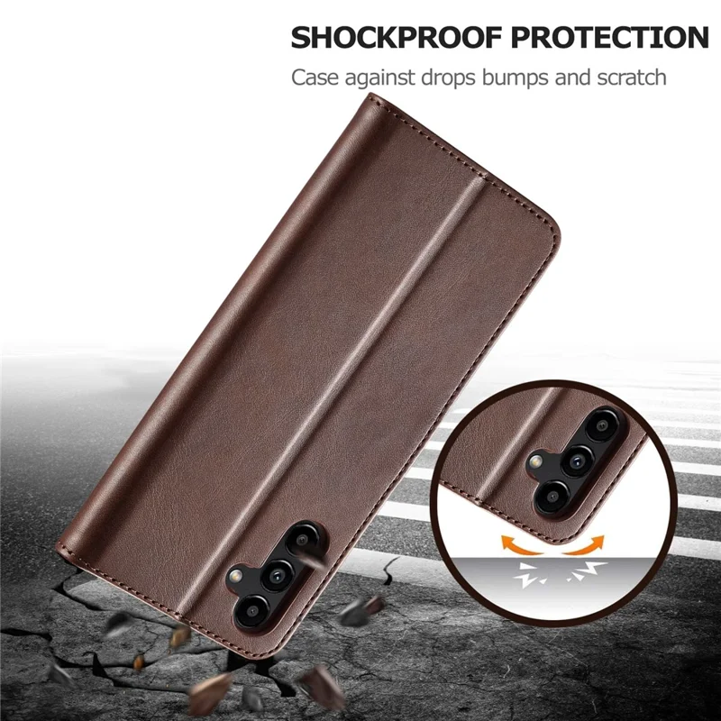 LC.IMEEKE For Samsung Galaxy A15 5G / A15 4G Case Anti-Drop Leather Wallet Phone Cover - Brown