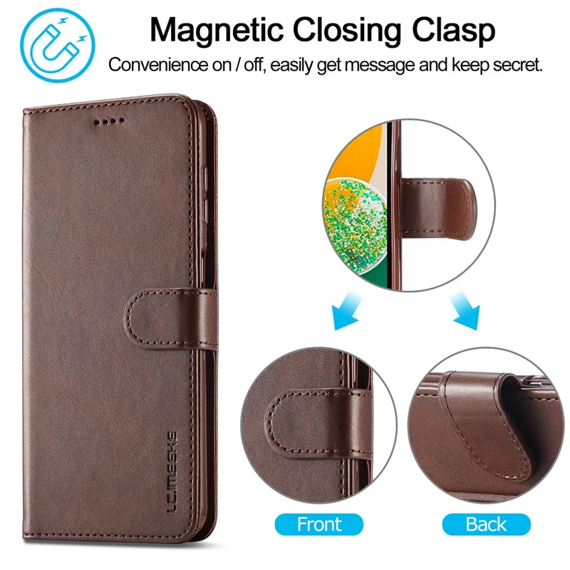 LC.IMEEKE For Samsung Galaxy A15 5G / A15 4G Case Anti-Drop Leather Wallet Phone Cover - Brown