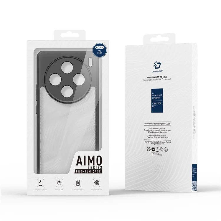 DUX DUCIS Aimo Series For vivo X100 5G Case Anti-drop Matte Cellphone Cover (REACH Certification) - Black