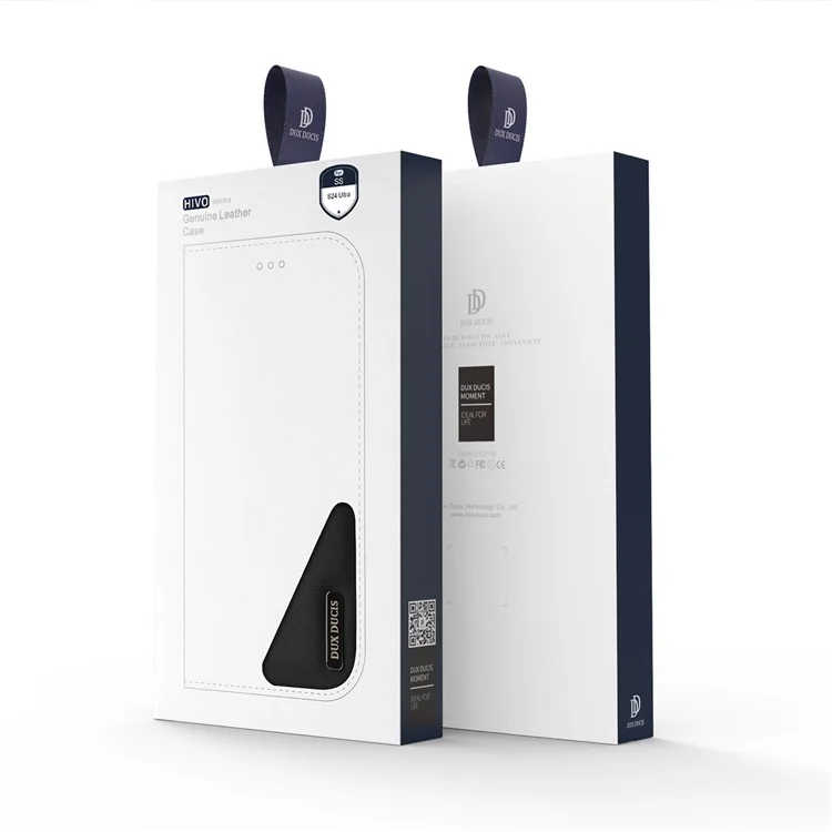 DUX DUCIS Hivo Series per Samsung Galaxy S24 Ultra Custodia Telefonica in Pelle di Mucca Flip Cover a Portafoglio - Nero