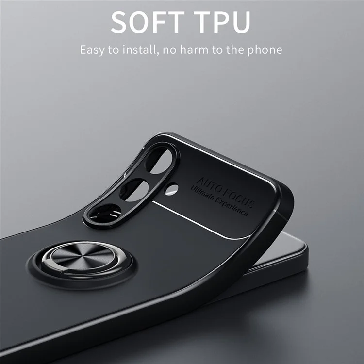 Pour Samsung Galaxy S24 Case de Téléphonie TPU Antrach Ring Kickstand TPU - Noir / Bleu
