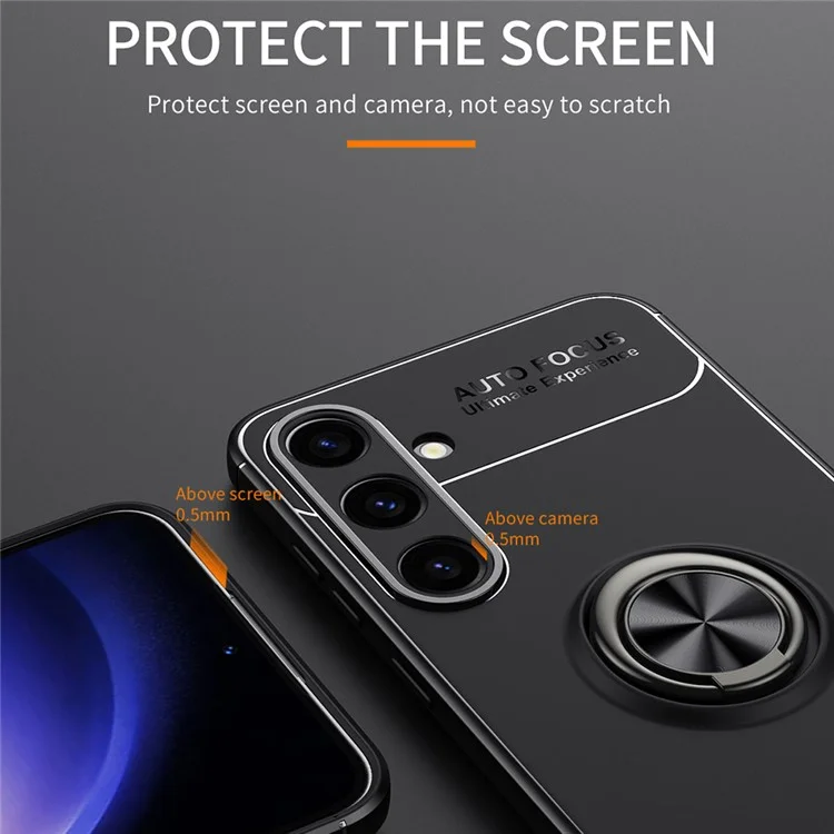 Pour Samsung Galaxy S24 Case de Téléphonie TPU Antrach Ring Kickstand TPU - Noir / Bleu