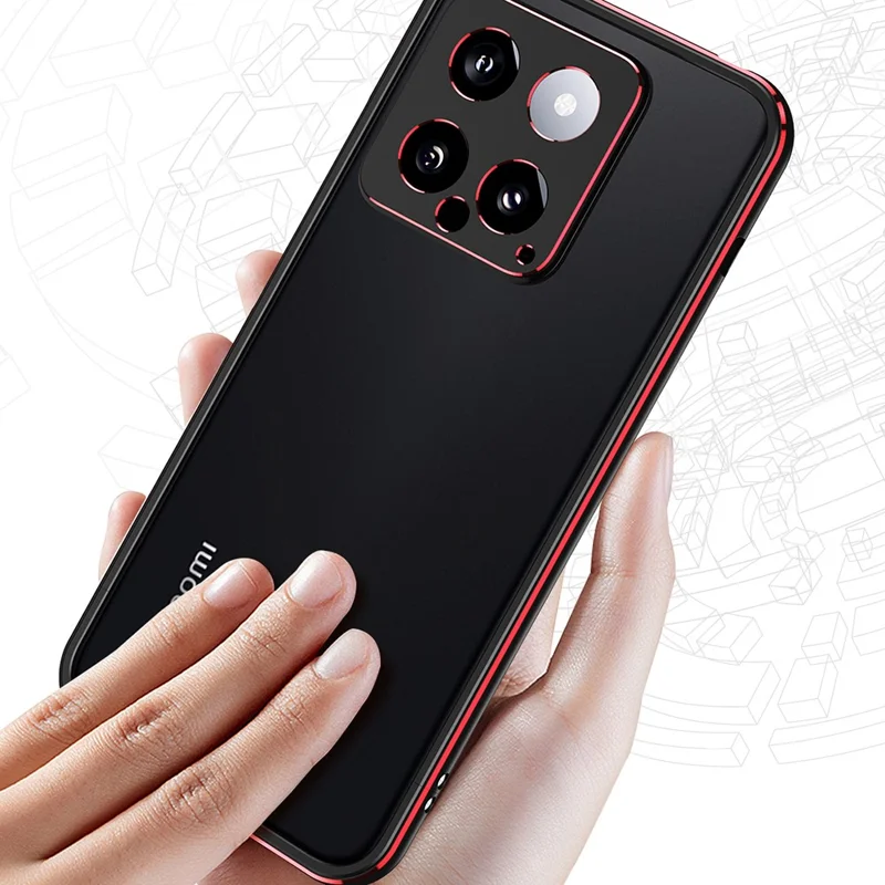 For Xiaomi 14 Case Heat Dissipation Metal Frame Phone Bumper Cover - Green+Silver