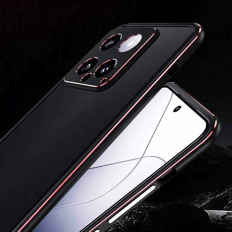 For Xiaomi 14 Case Heat Dissipation Metal Frame Phone Bumper Cover - Green+Silver