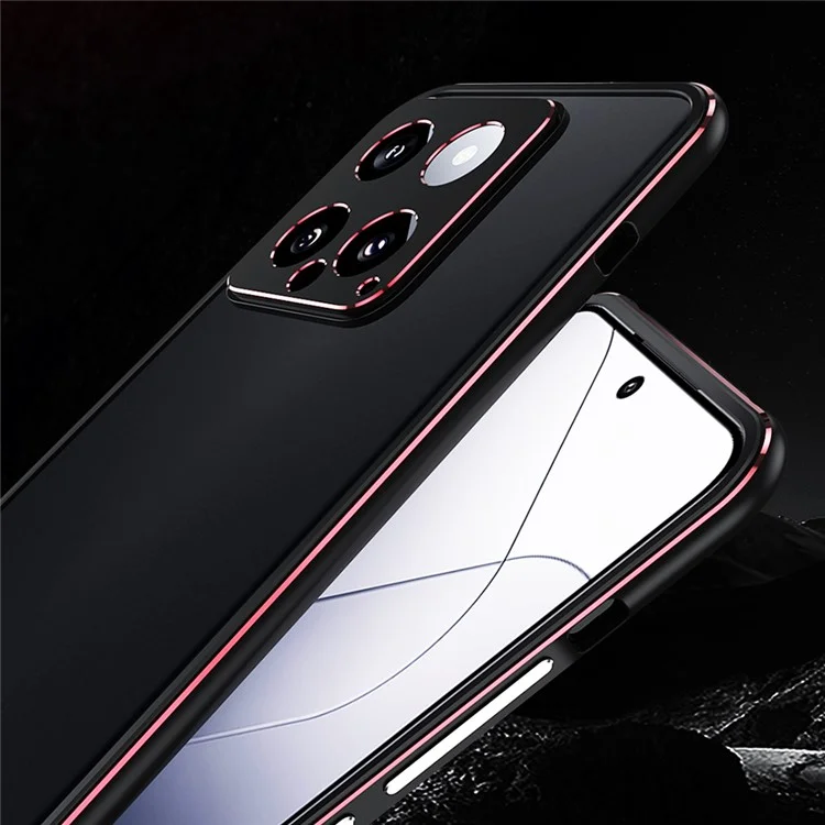 For Xiaomi 14 Case Heat Dissipation Metal Frame Phone Bumper Cover - Pink+Silver