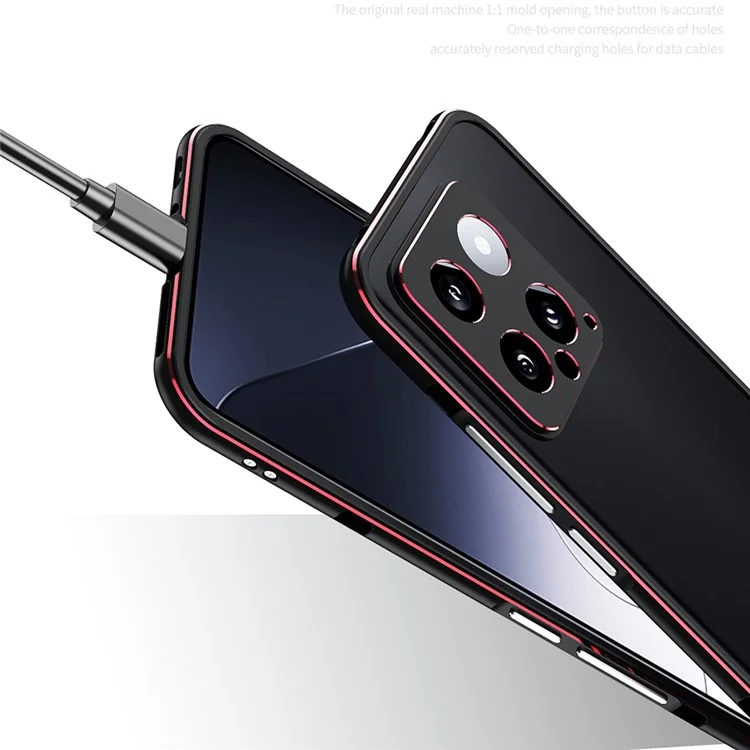 For Xiaomi 14 Case Heat Dissipation Metal Frame Phone Bumper Cover - Pink+Silver