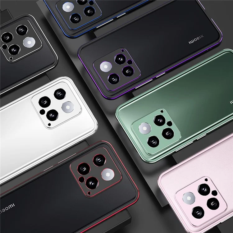 For Xiaomi 14 Case Heat Dissipation Metal Frame Phone Bumper Cover - Pink+Silver