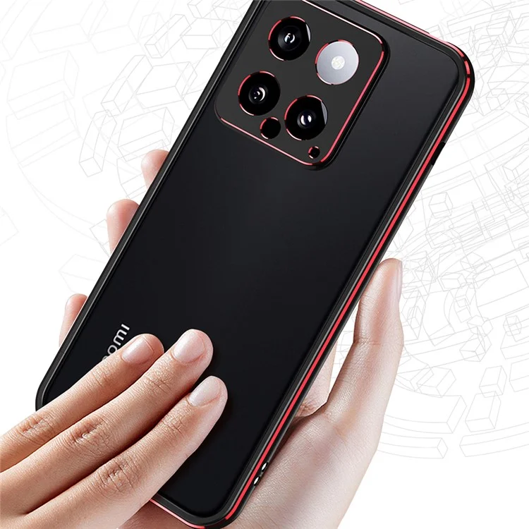 For Xiaomi 14 Case Heat Dissipation Metal Frame Phone Bumper Cover - Black+Purple