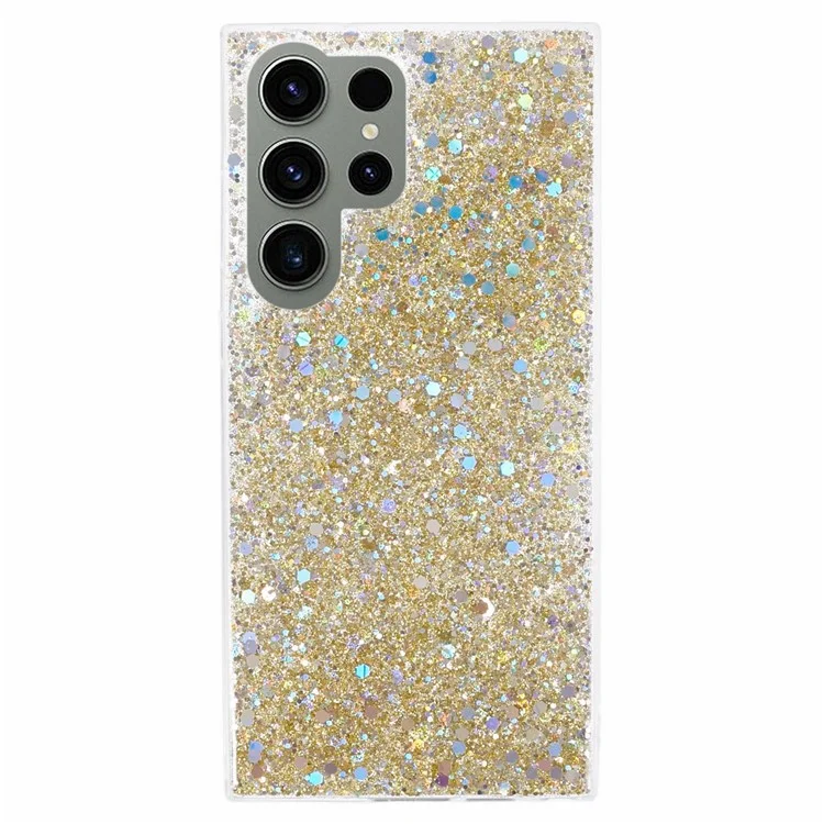 Для чехла Samsung Galaxy S23 Ultra TPU Glitter Sparkle Phone Cover - Gold