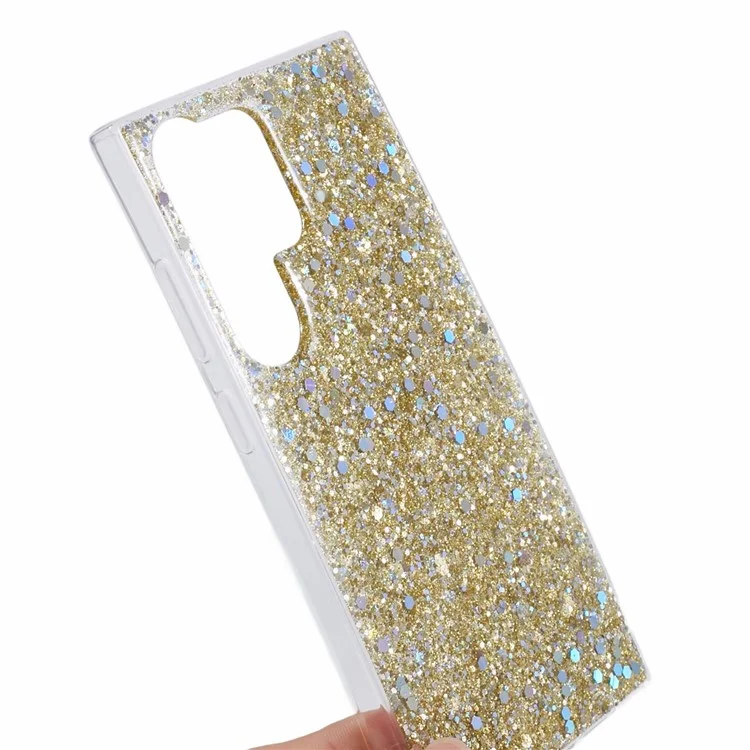 Для чехла Samsung Galaxy S23 Ultra TPU Glitter Sparkle Phone Cover - Gold