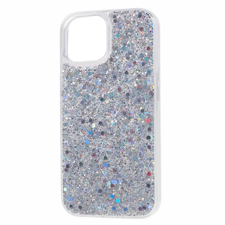 Per iPhone 14 Case Glitter Soft TPU Smartphone Cover - Argento