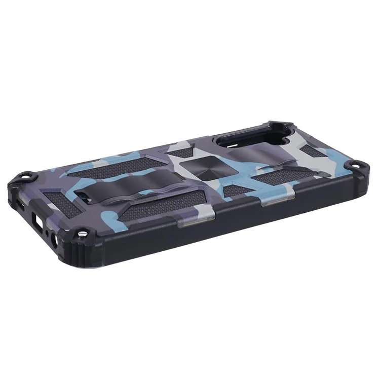 For Samsung Galaxy A15 5G Case Camouflage Kickstand Anti-shock Phone Cover - Navy Blue
