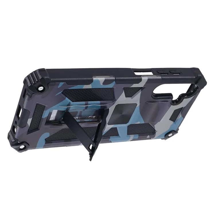 For Samsung Galaxy A15 5G Case Camouflage Kickstand Anti-shock Phone Cover - Navy Blue