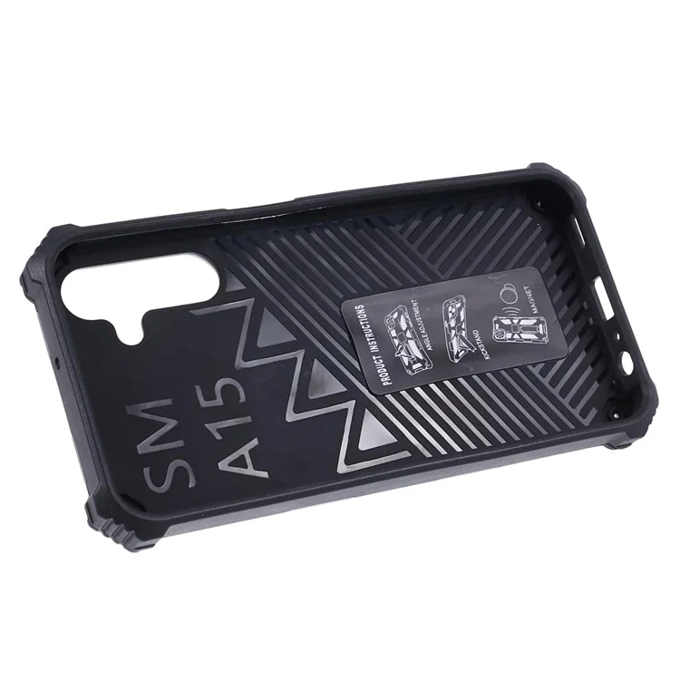 For Samsung Galaxy A15 5G Case Camouflage Kickstand Anti-shock Phone Cover - Navy Blue