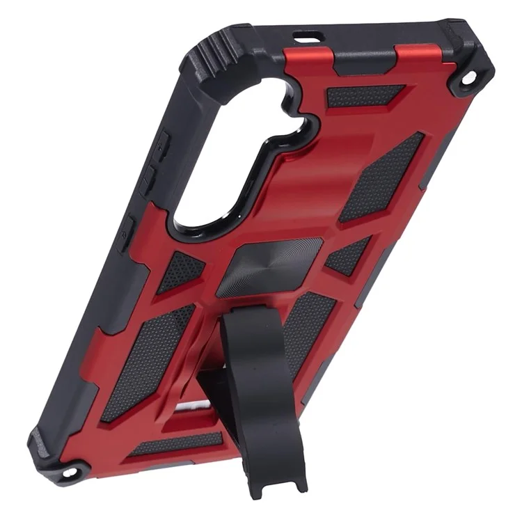 Pour Coque Samsung Galaxy S24 Kickstand Protective Phone Cover Work with Magnetic Car Mount - Rouge