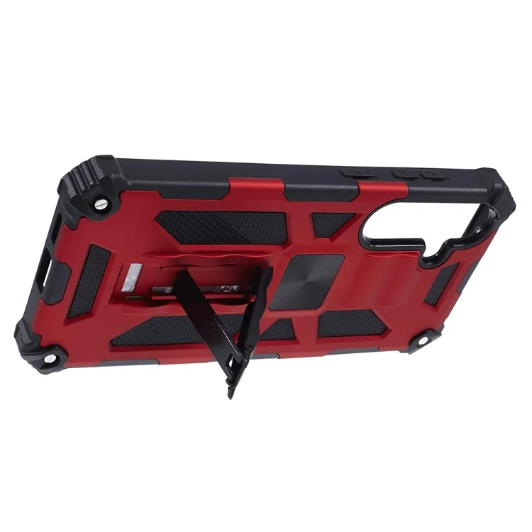 Pour Coque Samsung Galaxy S24 Kickstand Protective Phone Cover Work with Magnetic Car Mount - Rouge