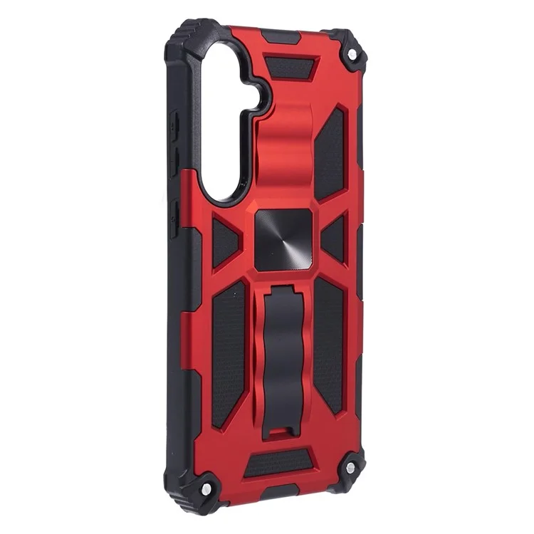 Pour Coque Samsung Galaxy S24 Kickstand Protective Phone Cover Work with Magnetic Car Mount - Rouge
