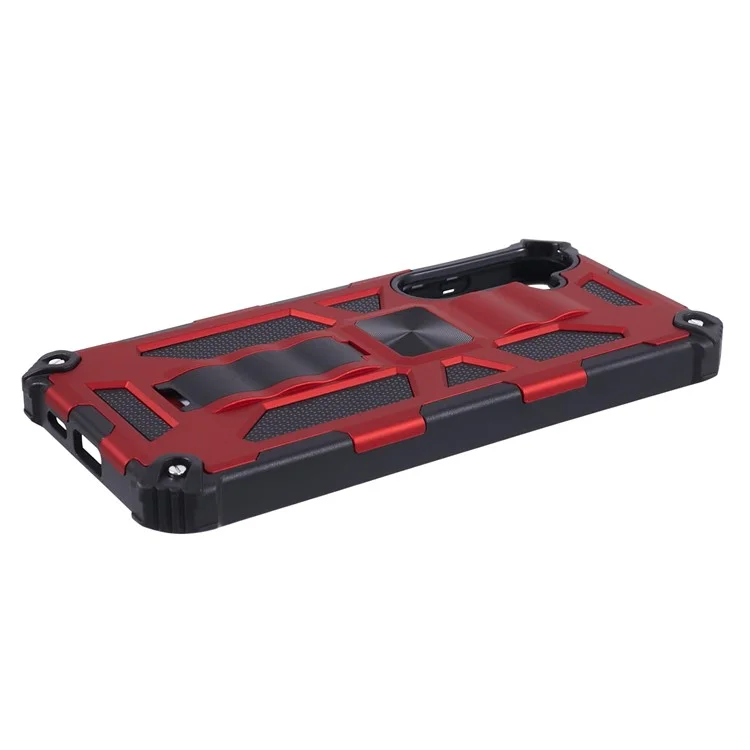 Pour Coque Samsung Galaxy S24 Kickstand Protective Phone Cover Work with Magnetic Car Mount - Rouge