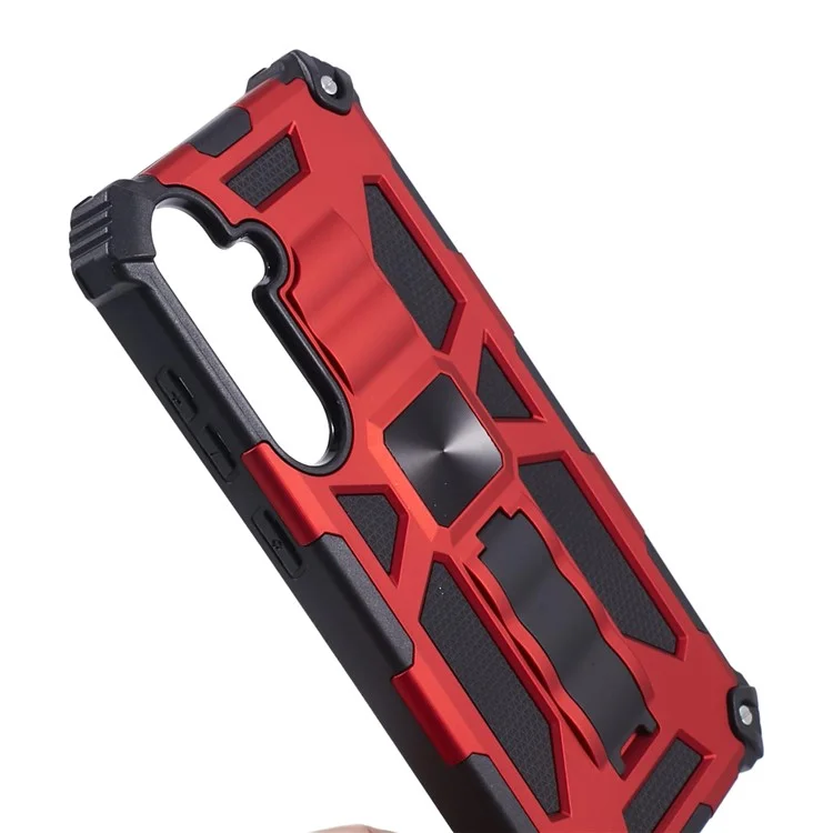 Pour Coque Samsung Galaxy S24 Kickstand Protective Phone Cover Work with Magnetic Car Mount - Rouge