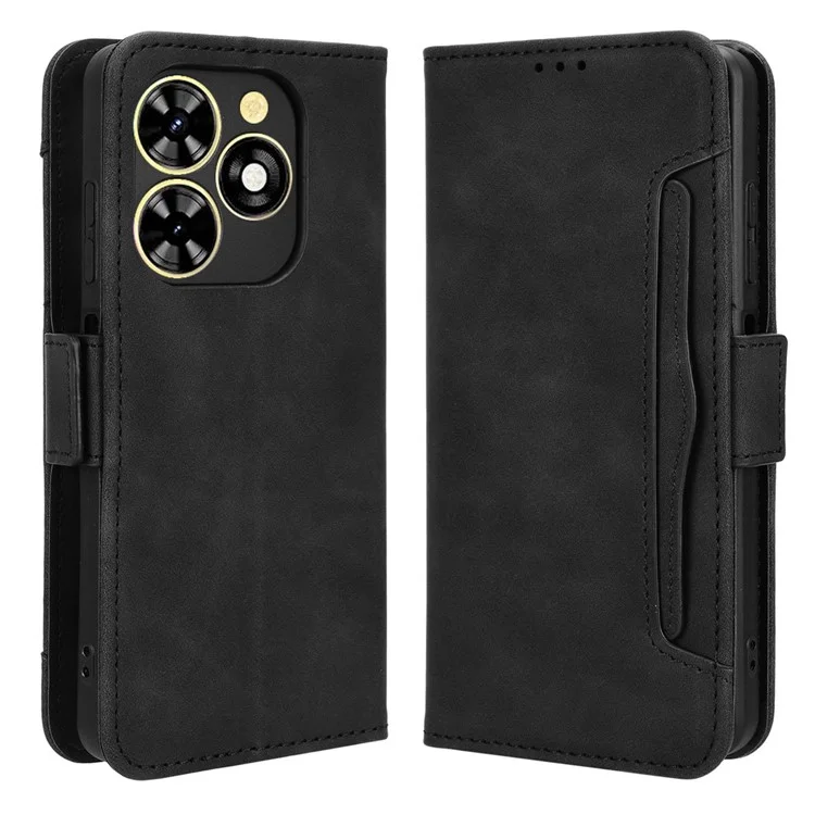 Für TECNO Spark Go 2024 4G BG6 / Spark 20C BG7 / Pop 8 Ledertasche Brieftasche Ständer Handyhülle - Schwarz