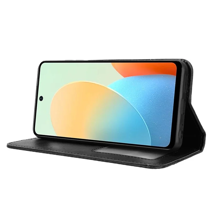 Für TECNO Spark Go 2024 4G BG6 / Spark 20C BG7 / Pop 8 Handyhülle Retro Leder Geldbörse - Schwarz