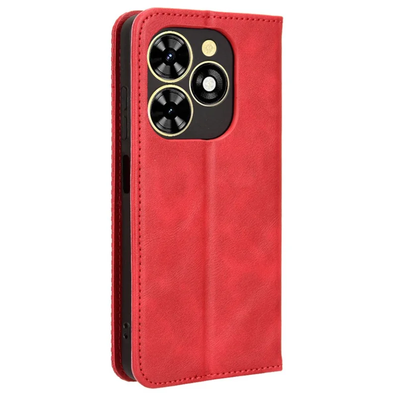 For TECNO Spark Go 2024 4G BG6 / Spark 20C BG7 / Pop 8 Phone Case Retro Leather Wallet Cover - Red