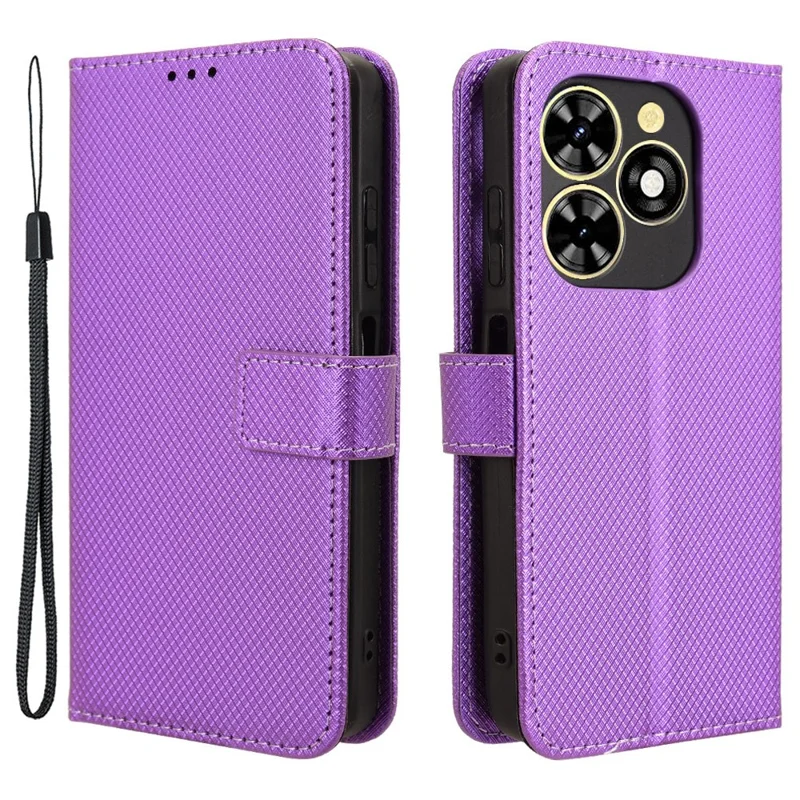 Pour TECNO Spark Go 2024 4G BG6 / Spark 20C BG7 / Pop 8 Étui Portefeuille en Cuir PU Housse de Téléphone - Violet