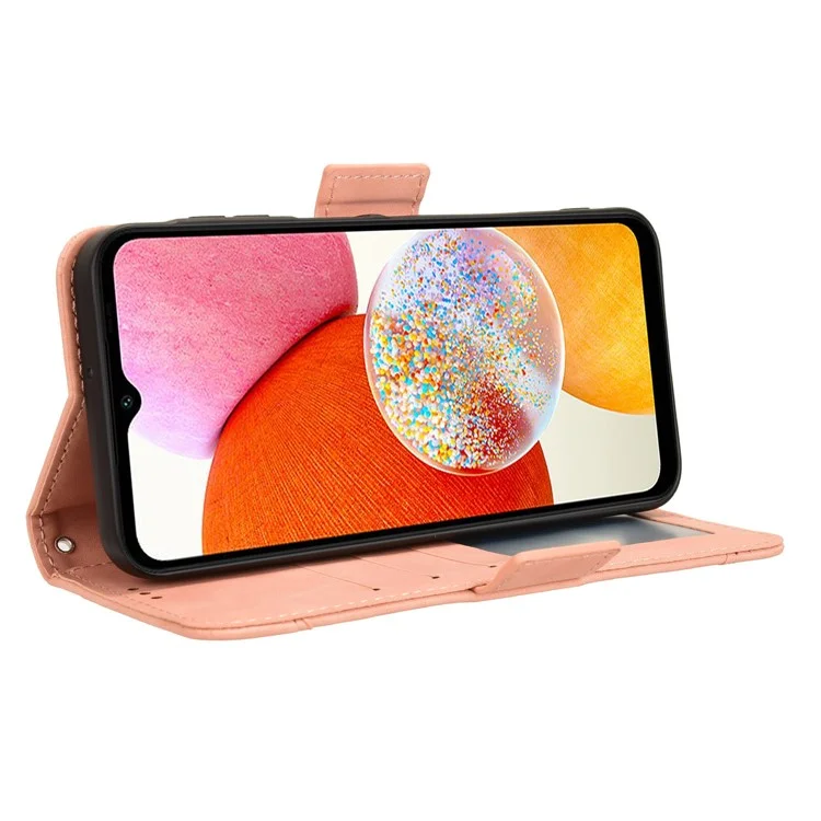Per Samsung Galaxy A15 5G Cover Portacarte Multifunzione Supporto Telefono Cover in Pelle - Rosa