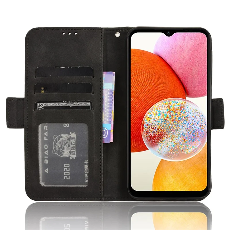 Para Samsung Galaxy A15 5G Capa Suporte Múltiplo Cartão Suporte Capa de Telefone de Couro - Preto