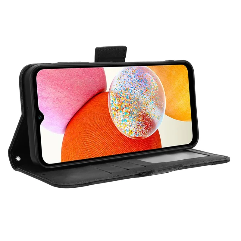 Para Samsung Galaxy A15 5G Capa Suporte Múltiplo Cartão Suporte Capa de Telefone de Couro - Preto