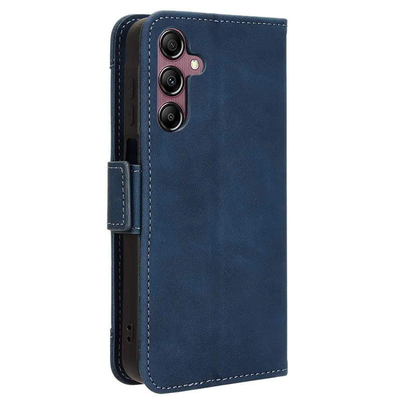 Futerał na Samsung Galaxy A15 5G z uchwytem na wiele kart i podstawką, skórzana obudowa na telefon - niebieska