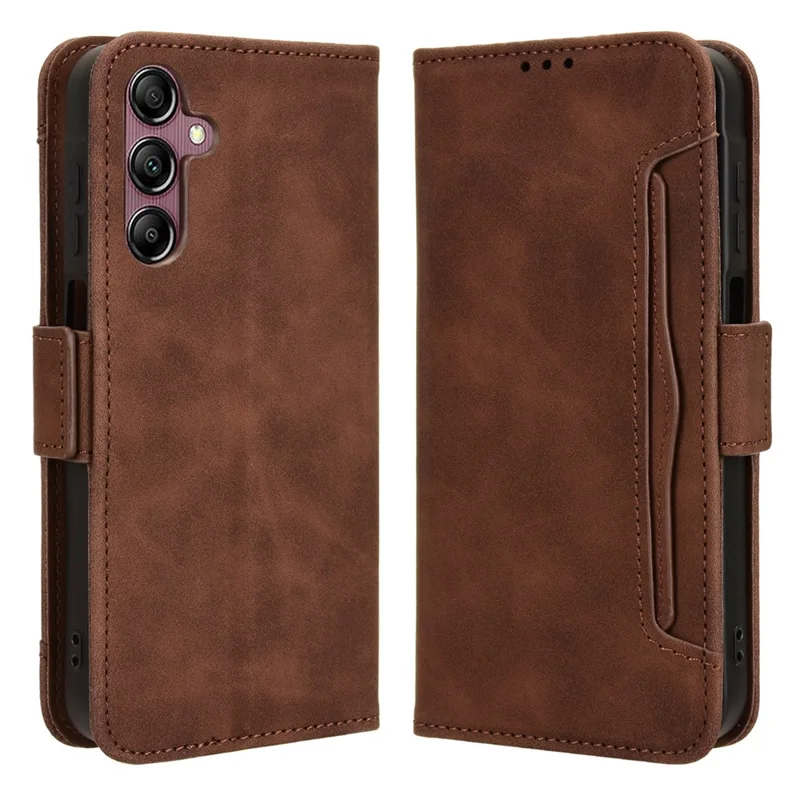 For Samsung Galaxy A15 5G Case Multiple Card Holder Stand Phone Leather Cover - Brown