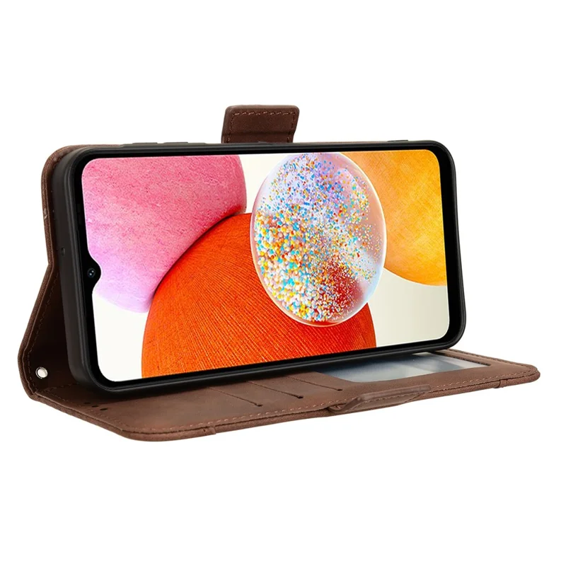 For Samsung Galaxy A15 5G Case Multiple Card Holder Stand Phone Leather Cover - Brown