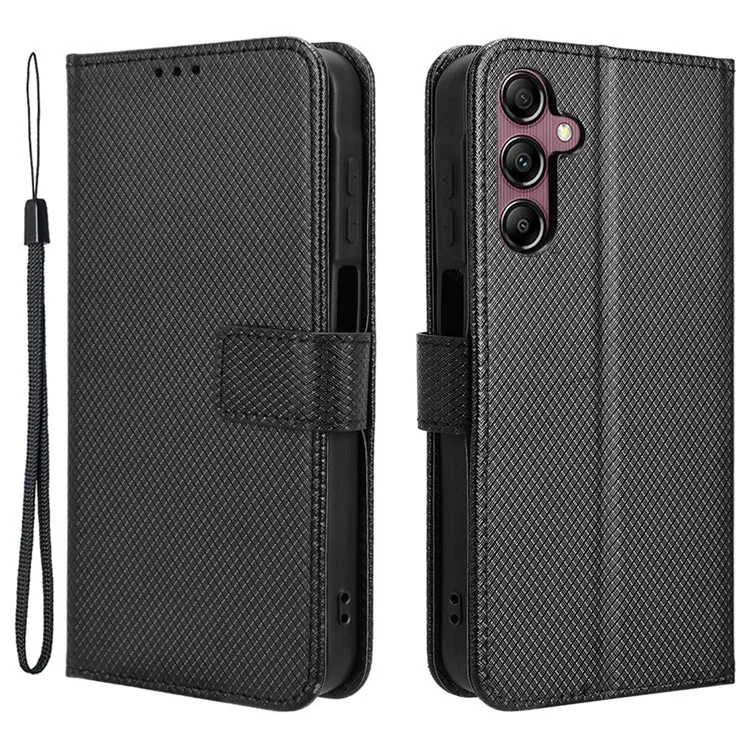 Für Samsung Galaxy A15 5G Case Diamond Textur Leder Brieftasche Handyhülle - Schwarz