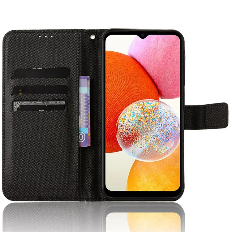 Für Samsung Galaxy A15 5G Case Diamond Textur Leder Brieftasche Handyhülle - Schwarz