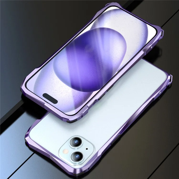 LUPHIE For iPhone 15 Plus Protective Bumper Frame Anti-scratch Metal Case - Purple
